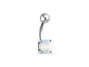 Bling Jewelry 316L Steel Simulated Opalite October Birthstone Belly Ring