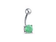 Bling Jewelry 316L Steel Green Adventurine Belly Button Ring Body Jewelry