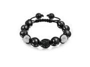 Bling Jewelry Black Pave Crystal Shamballa Inspired Bracelet Beads 12mm