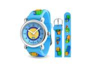 Bling Jewelry Blue Truck Analog Kids Watch Stainless Steel Back Photo Dial
