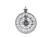 Bling Jewelry Round Rose Compass Pendant 925 Sterling Silver