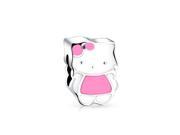 Bling Jewelry 925 Silver Pink Cool Kitty Cat Bead Pandora Compatible Charm