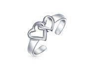 Bling Jewelry Adjustable Double Open Heart Midi Ring 925 Silver Toe Rings
