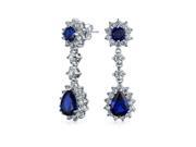 Bling Jewelry Simulated Sapphire CZ Dangle Earrings Rhodium Plated Bling Jewelry Simulated Sapphire CZ Dangle Earrings Rhodium Plated