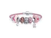 Bling Jewelry Breast Cancer Awareness Heart Enamel Glass Charm Bead Bracelet 925 Silver Bling Jewelry Breast Cancer Awareness Heart Enamel Glass Charm Bead Bracelet 925 Silver