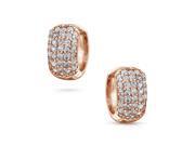 Bling Jewelry Rose Gold Plated Pave CZ Wide Huggie Hoop Earrings Silver Bling Jewelry Rose Gold Plated Pave CZ Wide Huggie Hoop Earrings Silver