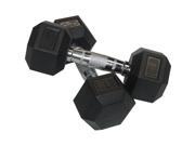 Valor Fitness 12 lb Black Rubber Hex Dumbbells Set of 2