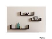 Floating U Walnut Finish Shelves Set of 3