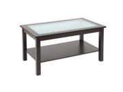 Bianco Collection Espresso Glass Top Coffee Table