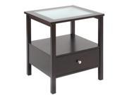 Bianco Collection Espresso Glass Top End Table