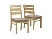 Natural Oak Veneer Padded Dining Chairs Set of 2