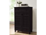 Baxton Studio Glidden Dark Brown Wood Tall Modern Shoe Cabinet