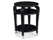 Harper Black and Cherry Glass top Round Accent Table