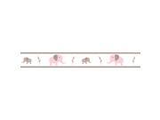 Sweet JoJo Designs Pink and Taupe Mod Elephant Modern Wall Border