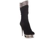 Pleaser Day Night Women s Fascinate 2010 Black Leather and Chrome Stiletto Boots