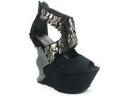 Hades Women s Cosmo Black Suede Metal Scale Wedge Sandals