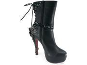 Hades Women s McQueen Black Leather Lace back Ankle Boots