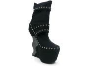 Hades Women s Blade Black Suede Curved Wedge Ankle Boots