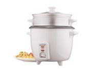 Brentwood TS 600S 5 Cup Rice Cooker With Steamer Attachment White