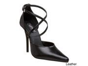 Pleaser Women s Milan 42 Black Leather Pointed Toe Criss cross Heels