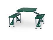 Picnic Time Hunter Green Folding Table with Seats