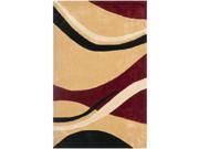 Handmade Avant garde Waves Beige Rug 2 6 x 4