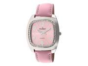 Peugeot Women s Silvertone Pink Leather Strap Watch