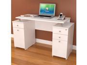 Inval White Modern Straight Computer Writing Desk with Locking File Drawer
