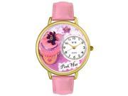 Whimsical Pink Hat Theme Pink Leather Strap Watch