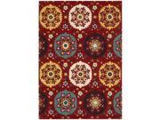 Hand tufted Suzani Red Medallion Rug 8 x 10 6