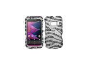 INSTEN Black Zebra Skin Diamante Phone Case Cover for ALCATEL 918 One Touch