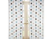 Blue and Brown Mod Dots 84 inch Curtain Panel Pair