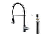 VIGO Chrome Pullout Spray Single Handle Kitchen Faucet with Soap Dispenser