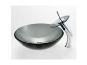 Kraus Clear Black Vessel Sink and Waterfall Faucet