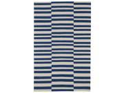 Flatweave TriBeCa Blue Stripes Wool Rug 5 x 8
