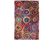 Tangi Multi Colored Circles Pattern Recycled Cotton Rug 4 x 6