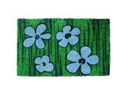 Blue Green Floral Non slip Coir Doormat 1 5 x 2 4