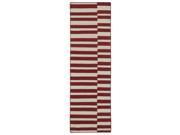 Flatweave TriBeCa Red Stripes Wool Rug 2 6 x 8