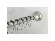 Chrome Adjustable Shower Curtain Rod with Shower Hooks