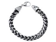 Stainless Steel Franco Chain Bracelet with Black Plating Accent