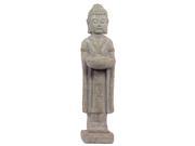 Antique White Cement Standing Buddha with Bowl Statue