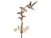 Polished Copper Hummingbird Garden Weathervane with Roof Mount