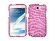 INSTEN Zebra Pink Diamante Protector Case Cover for Samsung Galaxy Note II