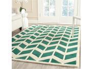 Safavieh Handmade Moroccan Chatham Chevron pattern Teal Ivory Wool Rug 8 x 10