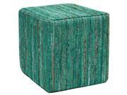 Ema Emerald Green Sari Pouf Cube Ottoman