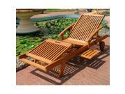 International Caravan Royal Tahiti Yellow Balau Wood Large Chaise Lounge