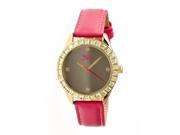 Boum Women s Chic Silver Leather Hot Pink Analog Watch