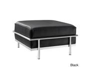 Charles Grande Leather Ottoman in Black