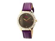 Boum Women s Chic Silvertone Purple Leather Strap Watch