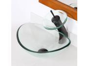 ELITE 1418 Unique Oval Transparent Tempered Glass Bathroom Vessel Sink